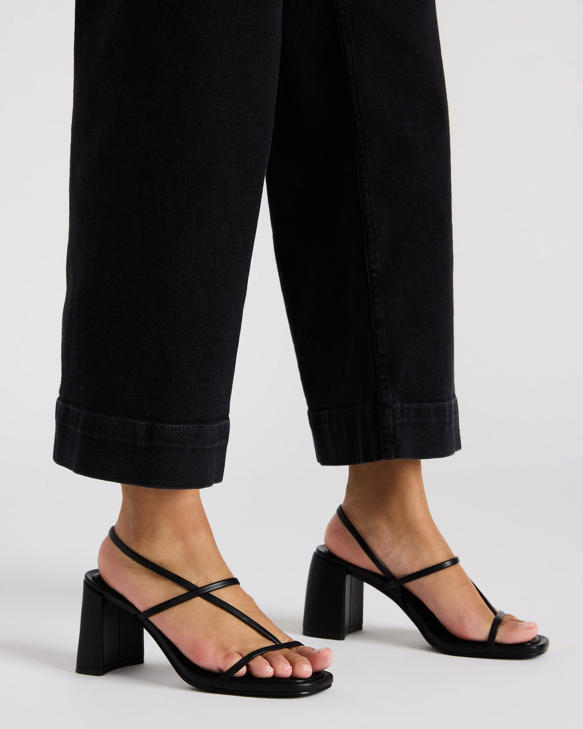 DIORA Black Women's Strappy Square-Toe Heel | Steve Madden