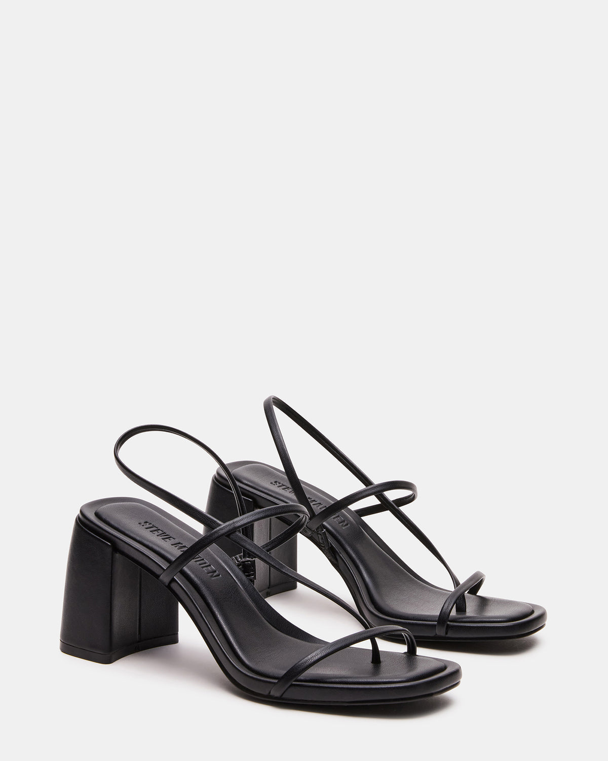 DIORA Black Women's Strappy Square-Toe Heel | Steve Madden
