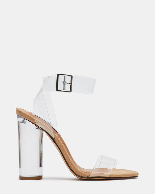 CLEARER Clear Heels | Women's Clear Block Heel | Steve Madden