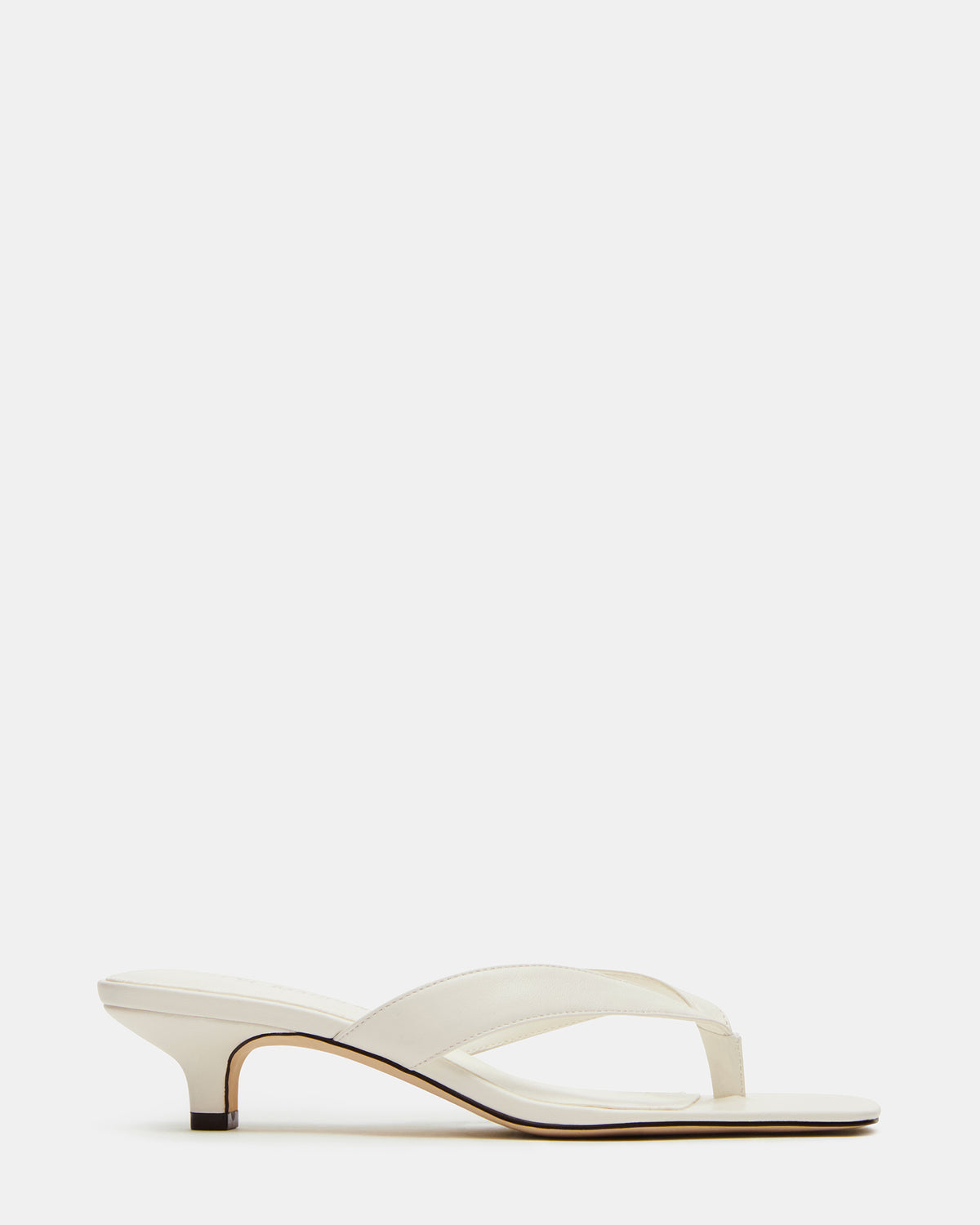 TRACIE White Leather Thong Strap Women's Kitten Heel | Steve Madden
