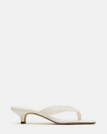 TRACIE White Leather Thong Strap Women's Kitten Heel | Steve Madden
