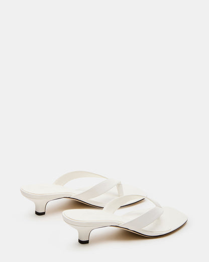 TRACIE White Leather Thong Strap Women's Kitten Heel | Steve Madden