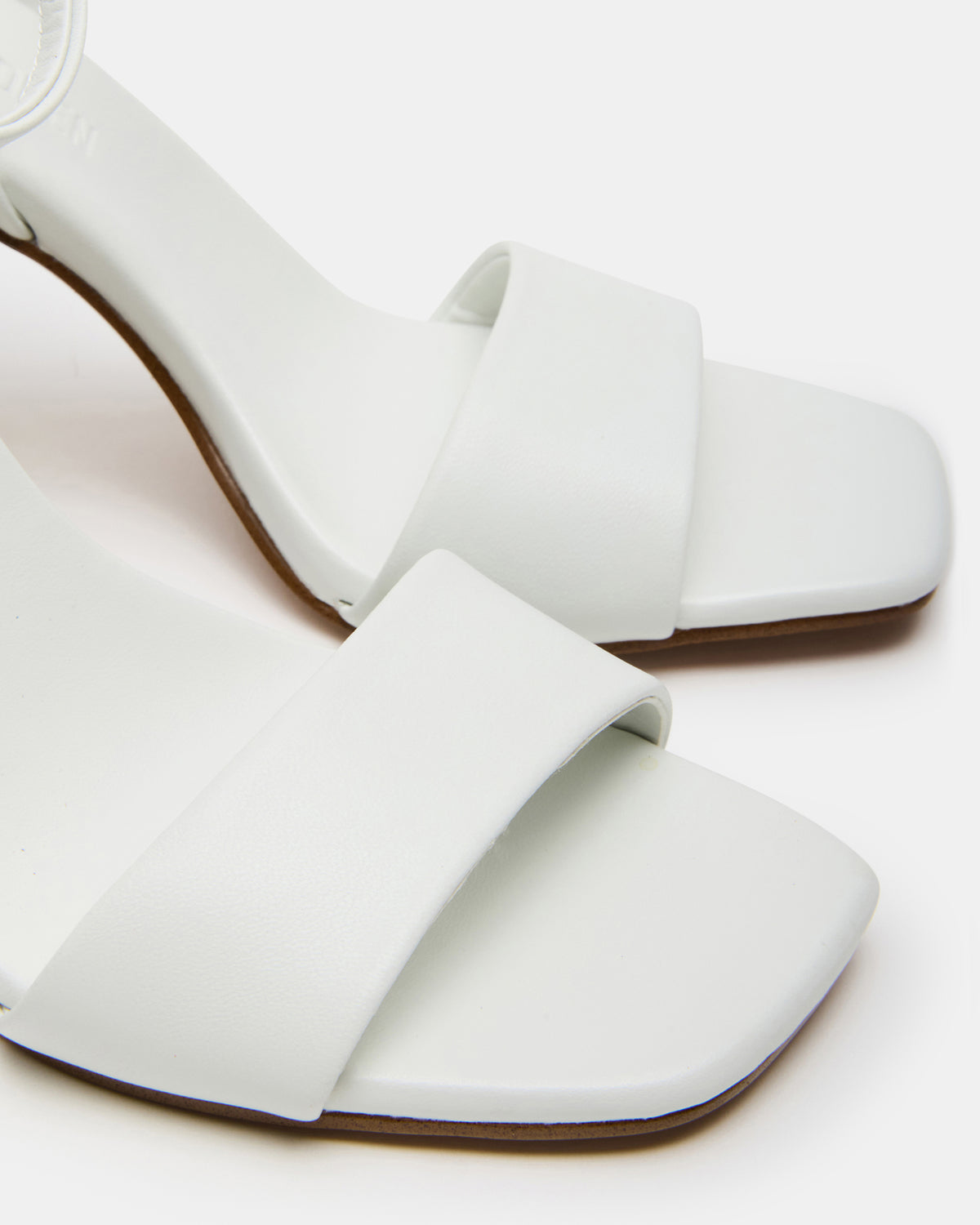 MESSA White Leather Women's Square-Toe Block Heel | Steve Madden