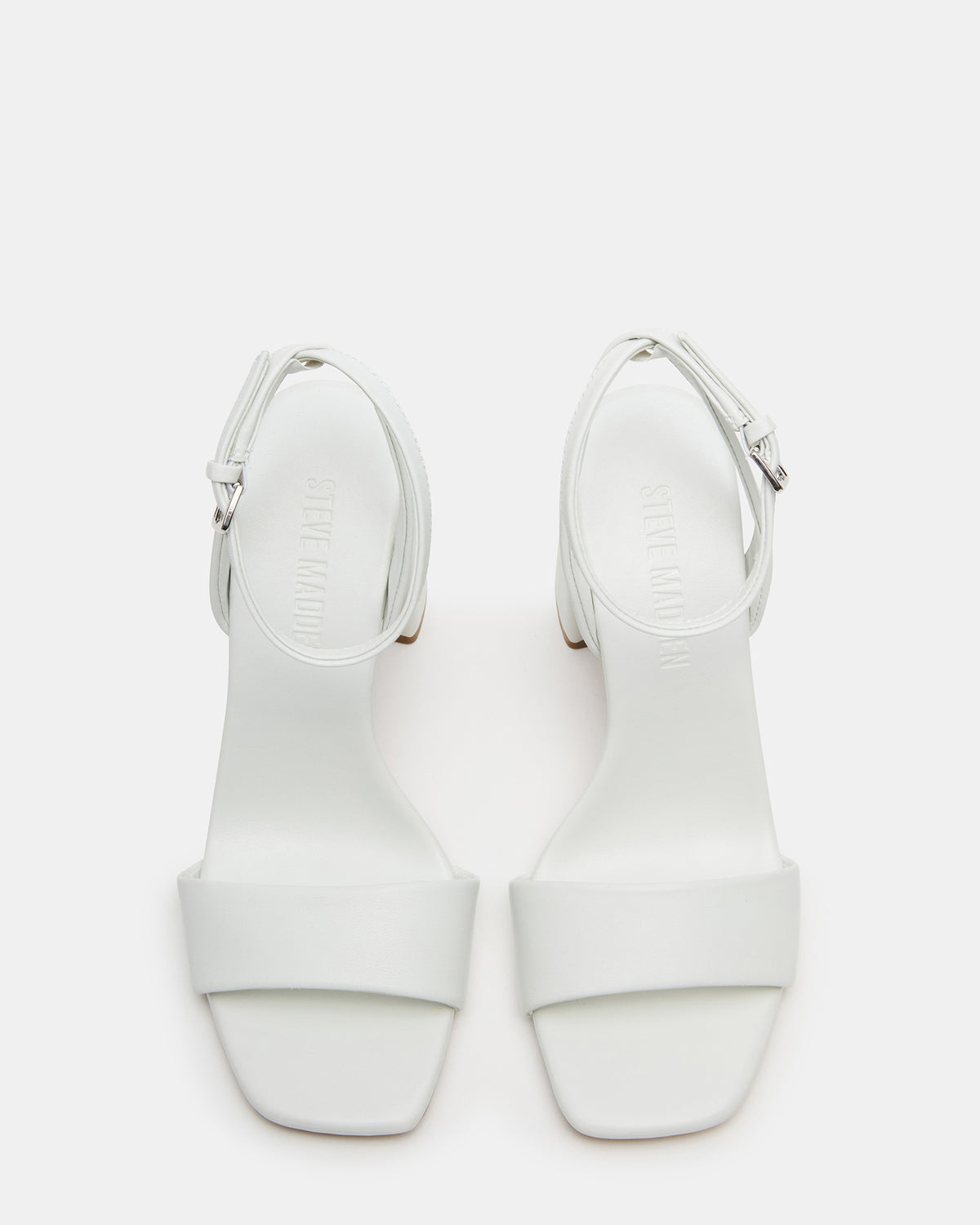 MESSA White Leather Women's Square-Toe Block Heel | Steve Madden