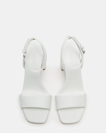 MESSA White Leather Women's Square-Toe Block Heel | Steve Madden