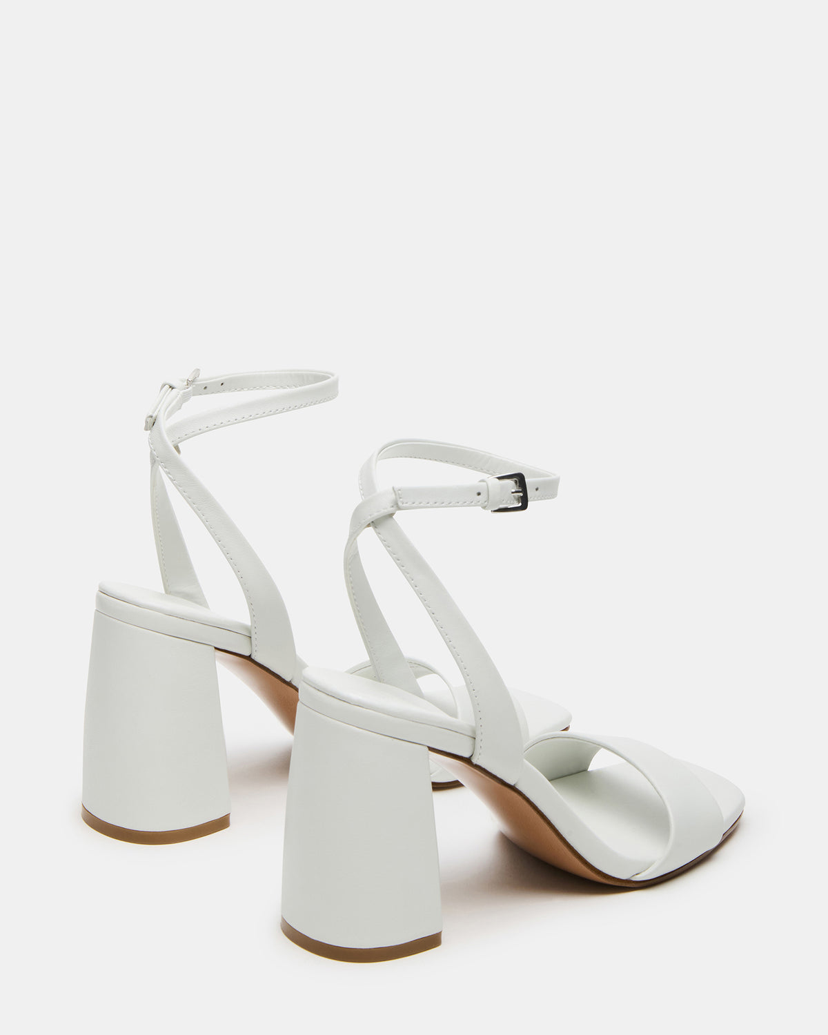 MESSA White Leather Women's Square-Toe Block Heel | Steve Madden