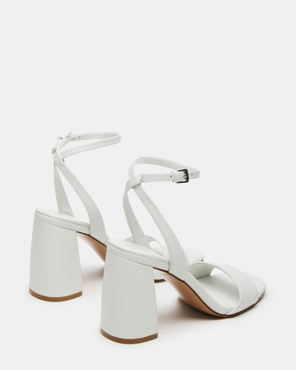 MESSA White Leather Women's Square-Toe Block Heel | Steve Madden
