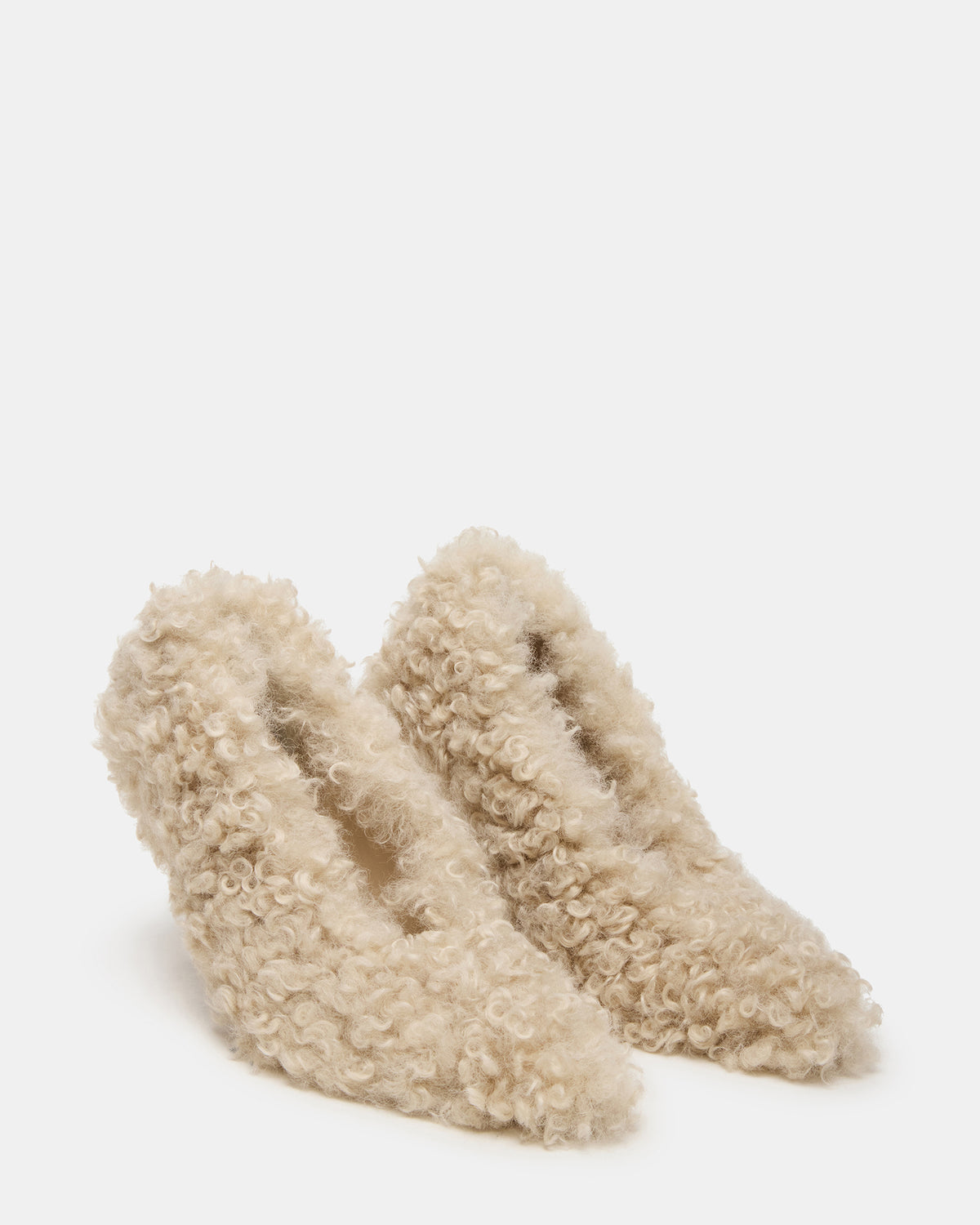 ACHILLES Off-White Pointed-Toe Faux Fur Stiletto Women's Heel | Steve Madden