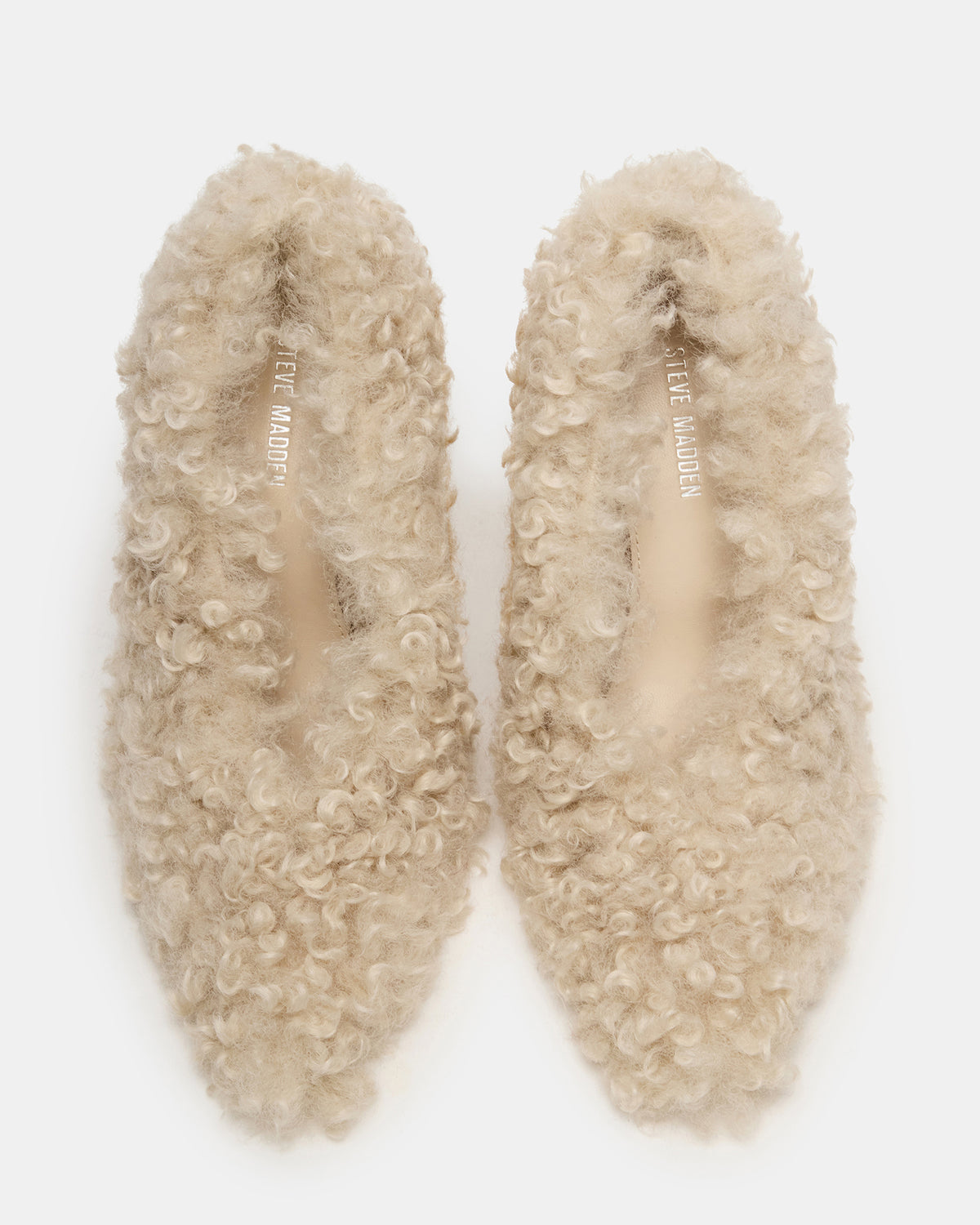 ACHILLES Off-White Pointed-Toe Faux Fur Stiletto Women's Heel | Steve Madden