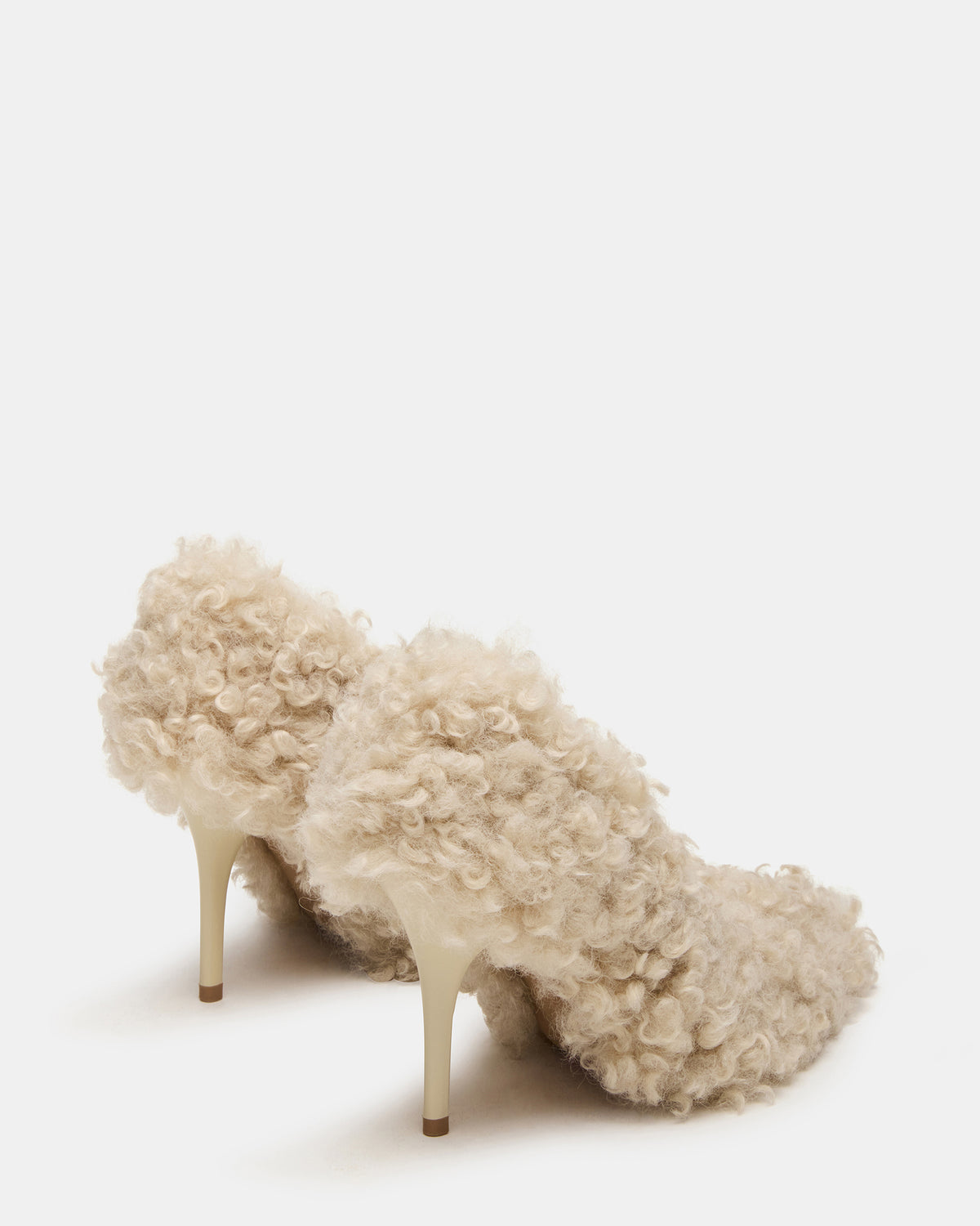 ACHILLES Off-White Pointed-Toe Faux Fur Stiletto Women's Heel | Steve Madden