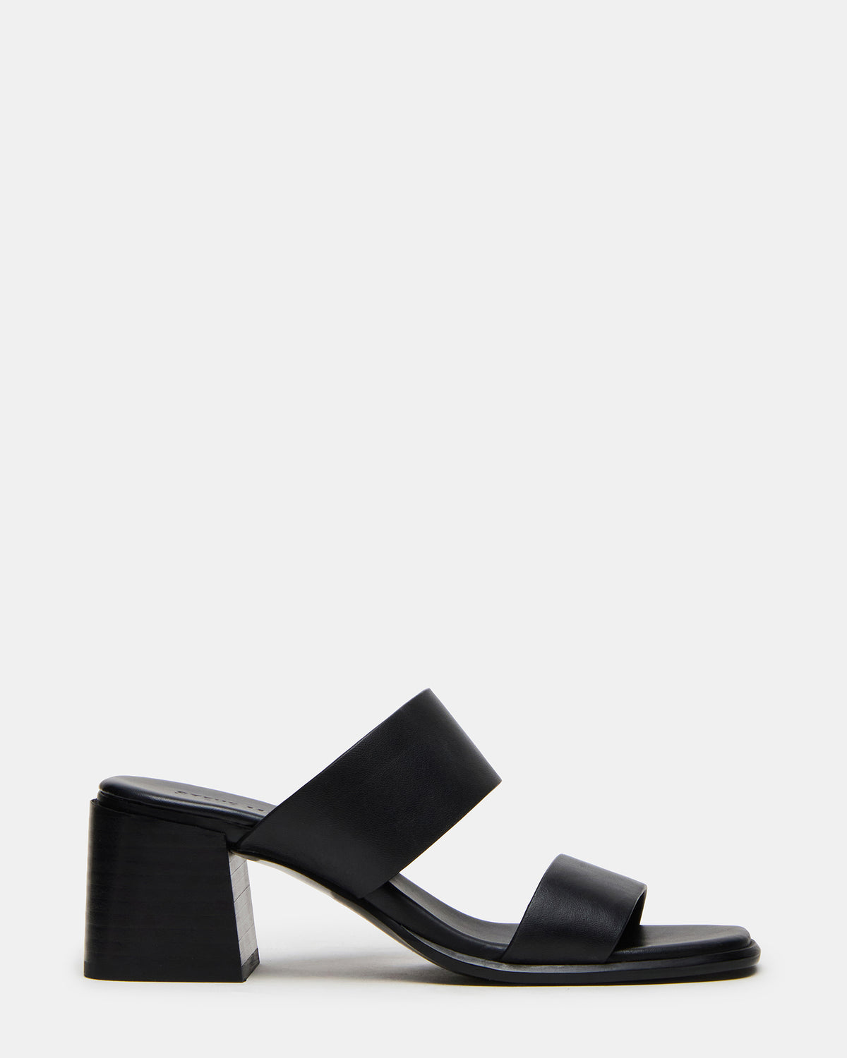 SYCAMORE Black Leather Square-Toe Mule Women's Heel | Steve Madden