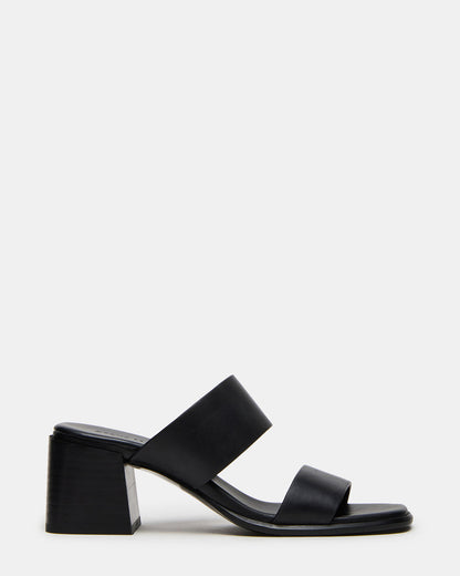 SYCAMORE Black Leather Square-Toe Mule Women's Heel | Steve Madden