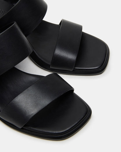 SYCAMORE Black Leather Square-Toe Mule Women's Heel | Steve Madden