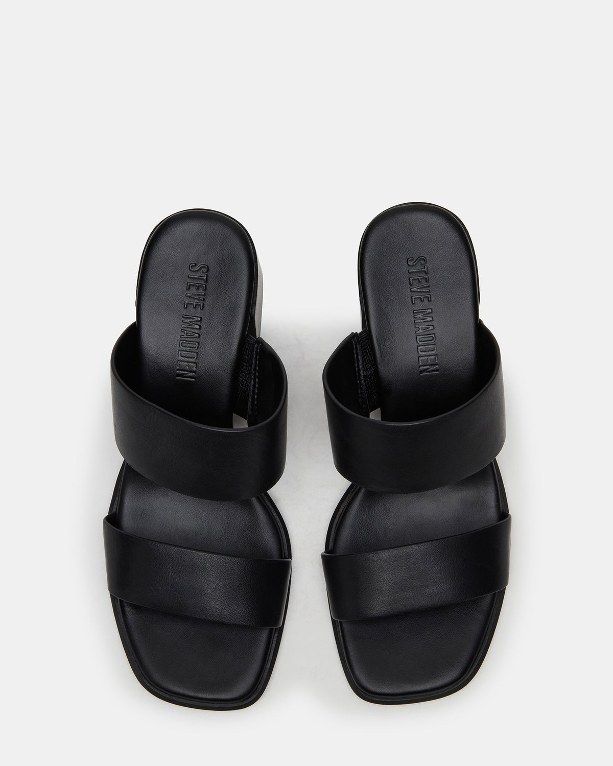 SYCAMORE Black Leather Square-Toe Mule Women's Heel | Steve Madden