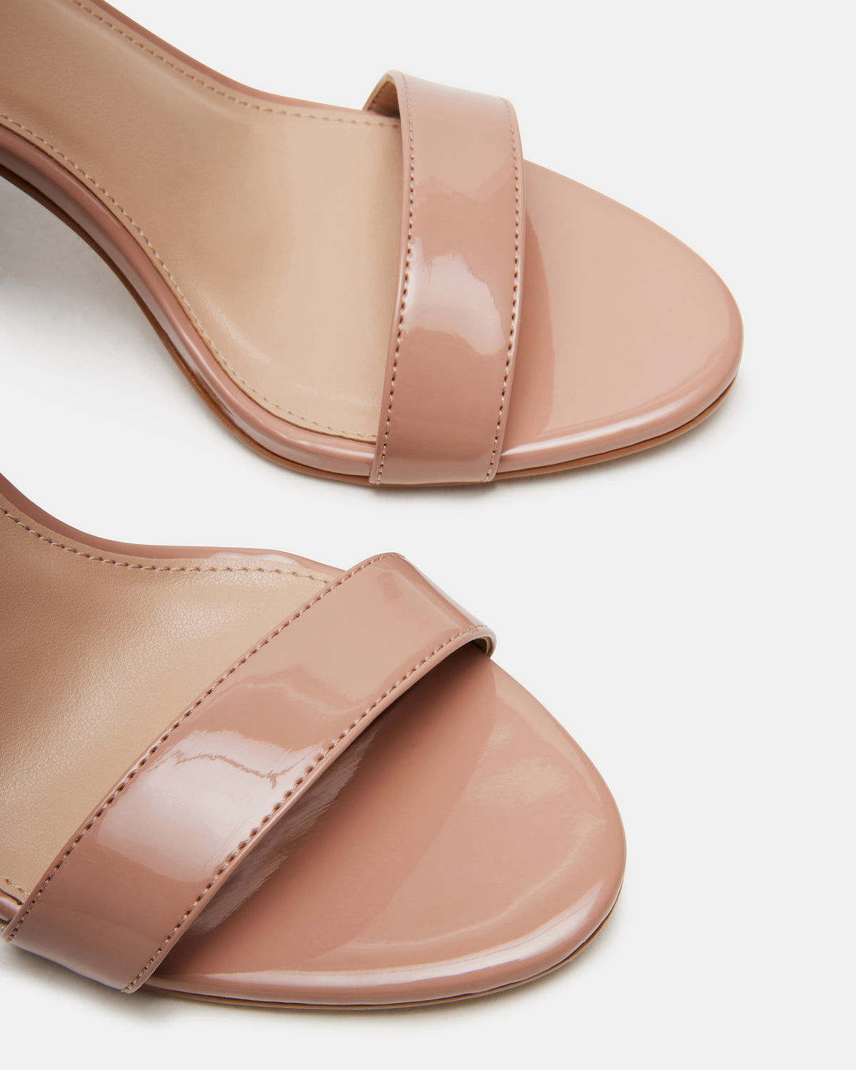 SUZIE Blush Patent Women's Open Toe Stiletto Strappy Heel | Steve Madden