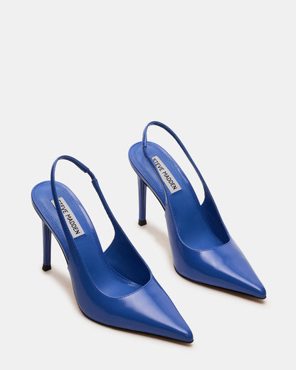 REYES Blue Leather Slingback Stiletto Pointed-Toe Pump Women's Heel | Steve Madden