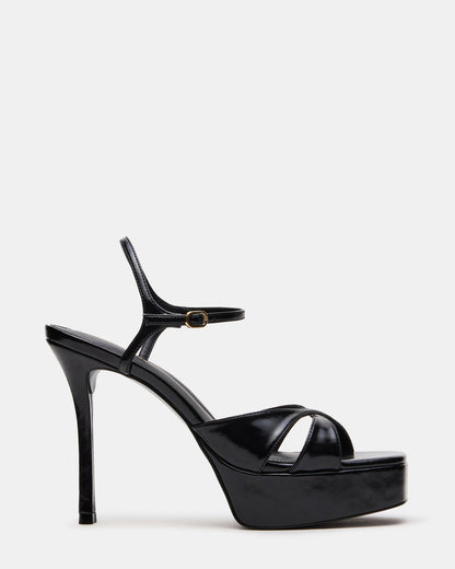 SCARLET Black Square-Toe Strappy Platform Women's Heel | Steve Madden