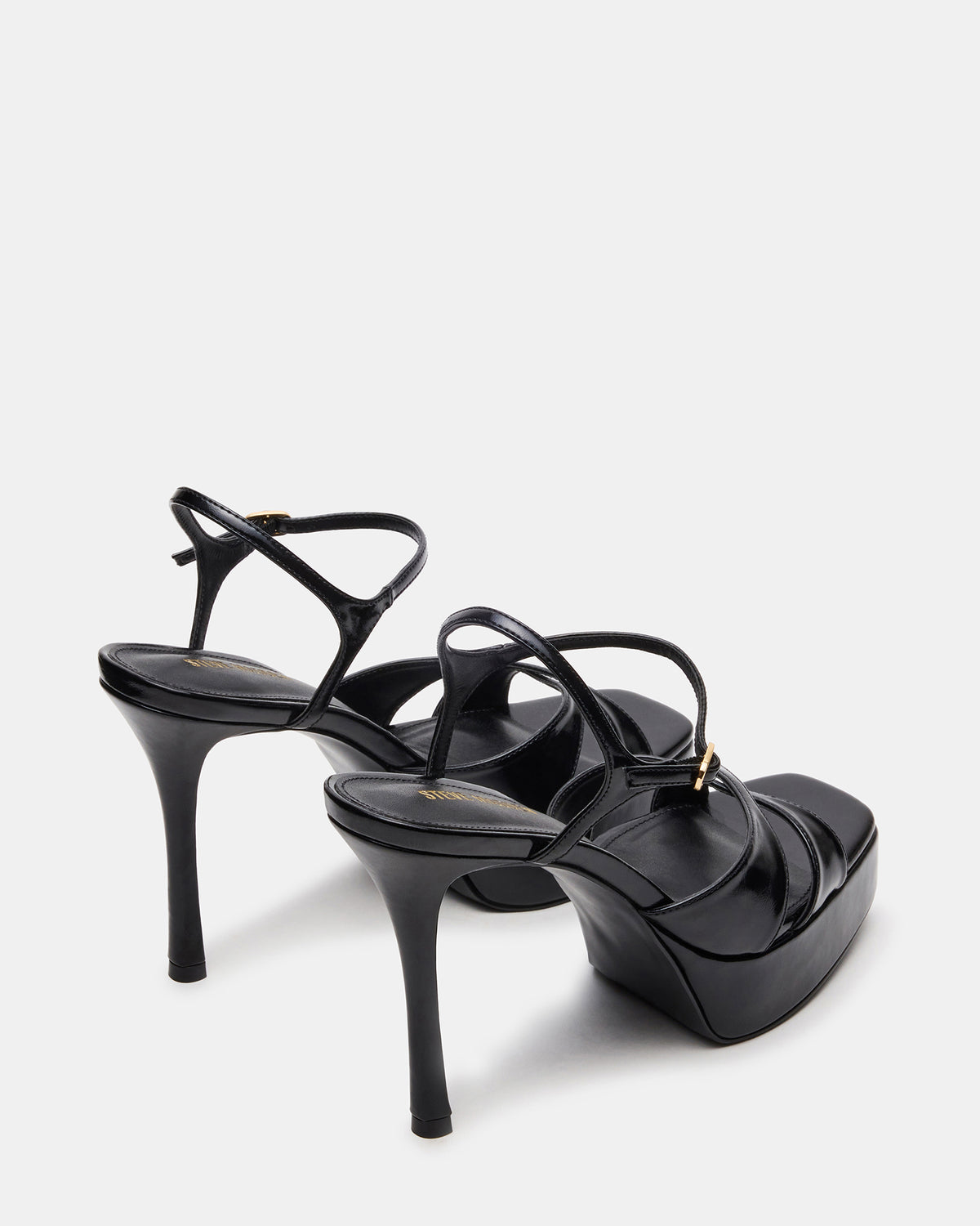 SCARLET Black Square-Toe Strappy Platform Women's Heel | Steve Madden