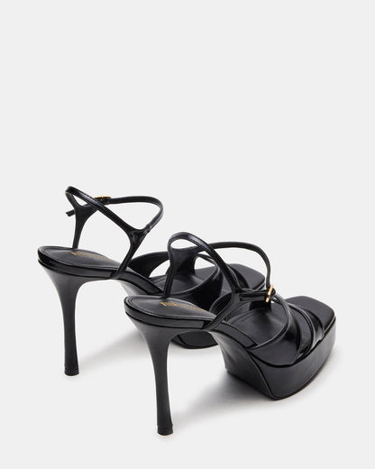 SCARLET Black Square-Toe Strappy Platform Women's Heel | Steve Madden