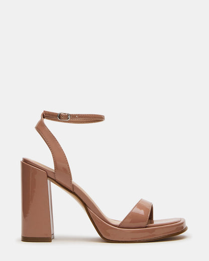 SULLIVAN Blush Patent Square-Toe Strappy Heel | Women's Heels | Steve Madden