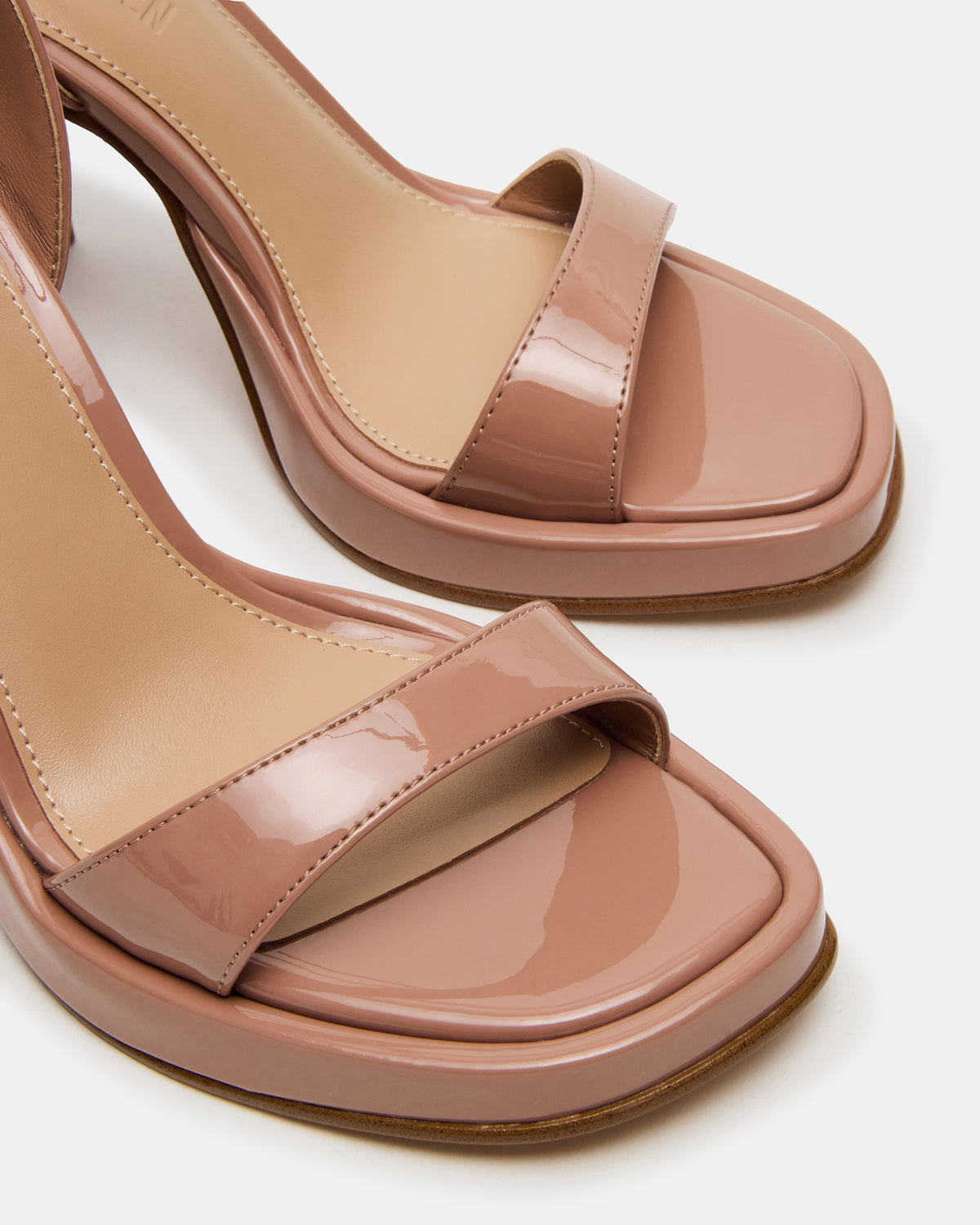 SULLIVAN Blush Patent Square-Toe Strappy Heel | Women's Heels | Steve Madden