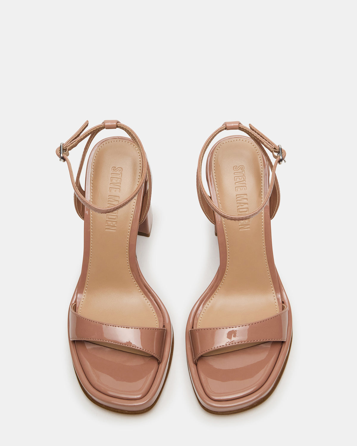 SULLIVAN Blush Patent Square-Toe Strappy Heel | Women's Heels | Steve Madden
