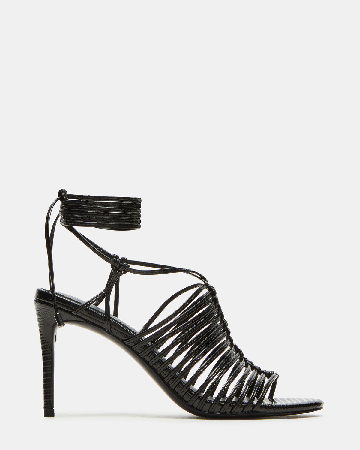 BRISTOWE Black Strappy Stiletto Heel | Women's Heels | Steve Madden