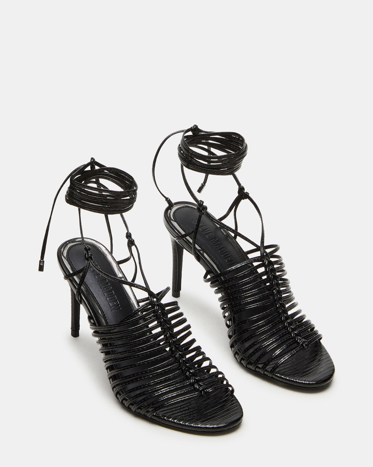 BRISTOWE Black Strappy Stiletto Heel | Women's Heels | Steve Madden