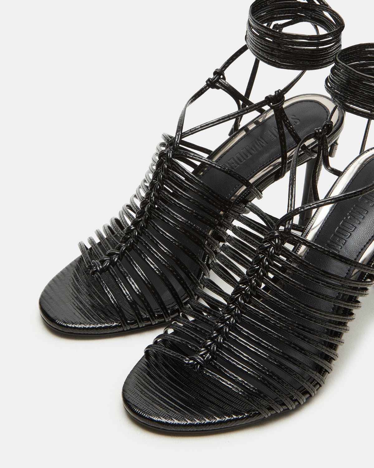 BRISTOWE Black Strappy Stiletto Heel | Women's Heels | Steve Madden