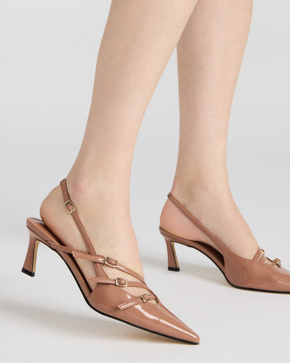 LIANA Mocha Women's Slingback Pointed-Toe Low Heel | Steve Madden