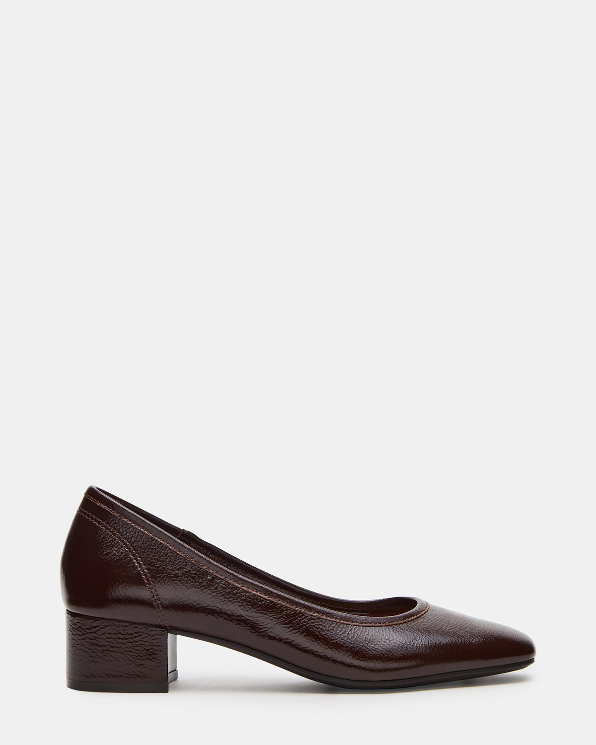 MOLLIE Espresso Patent Ballet Block Heels | Steve Madden