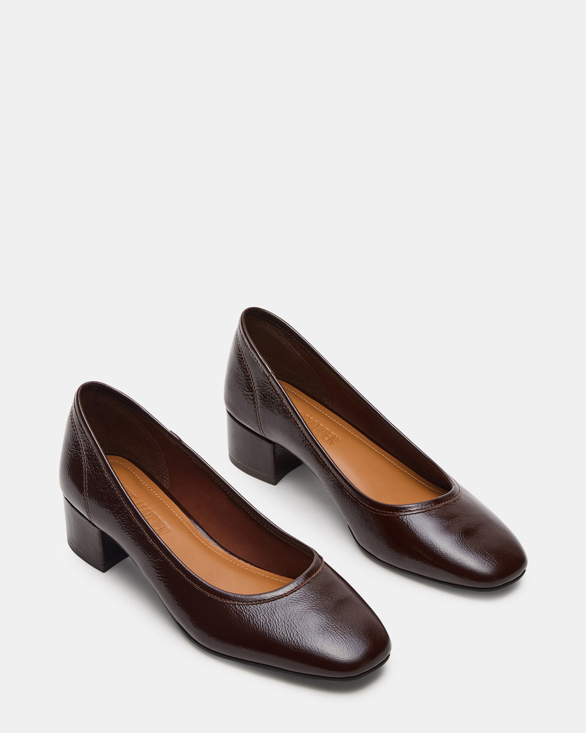 MOLLIE Espresso Patent Ballet Block Heels | Steve Madden