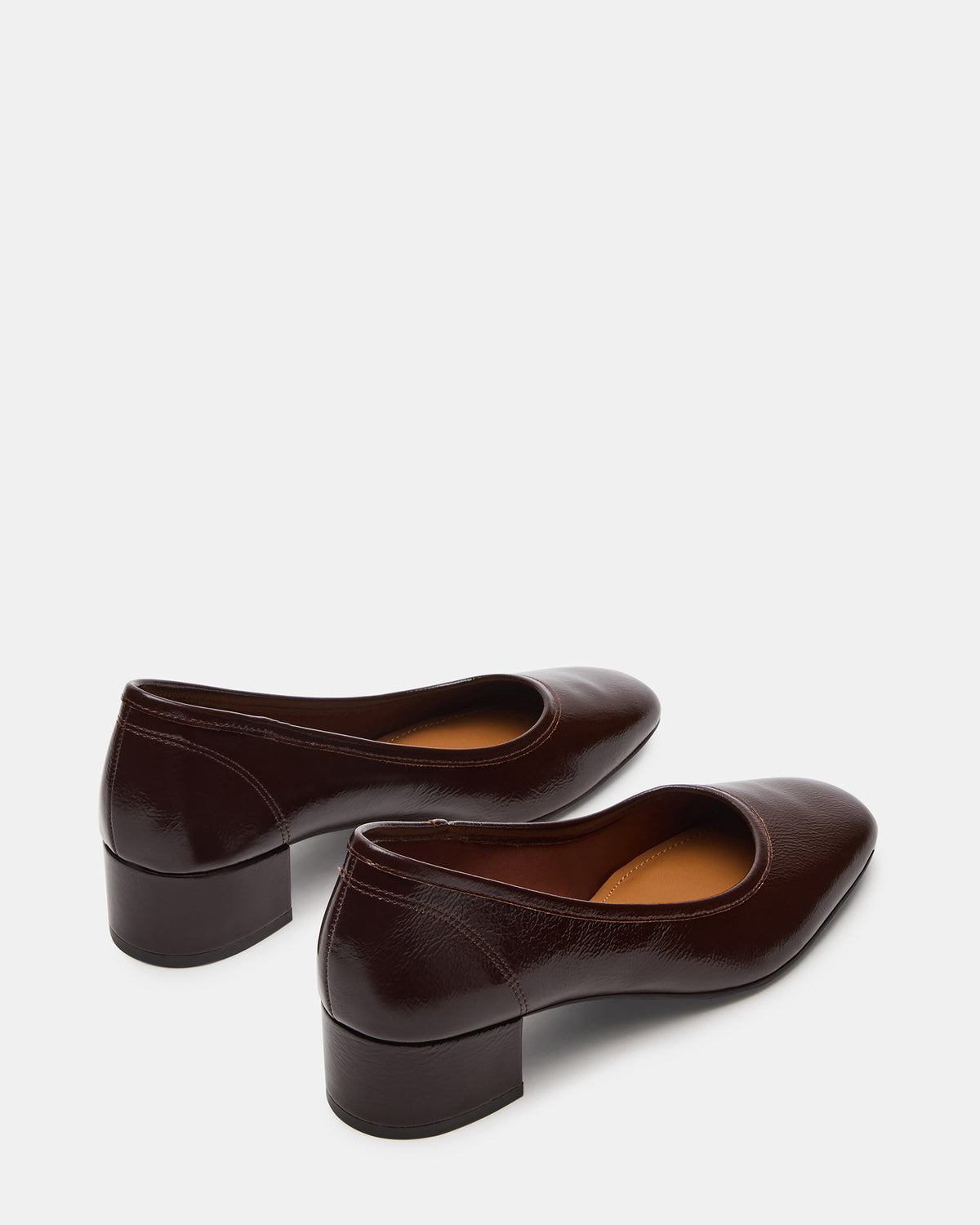 MOLLIE Espresso Patent Ballet Block Heels | Steve Madden