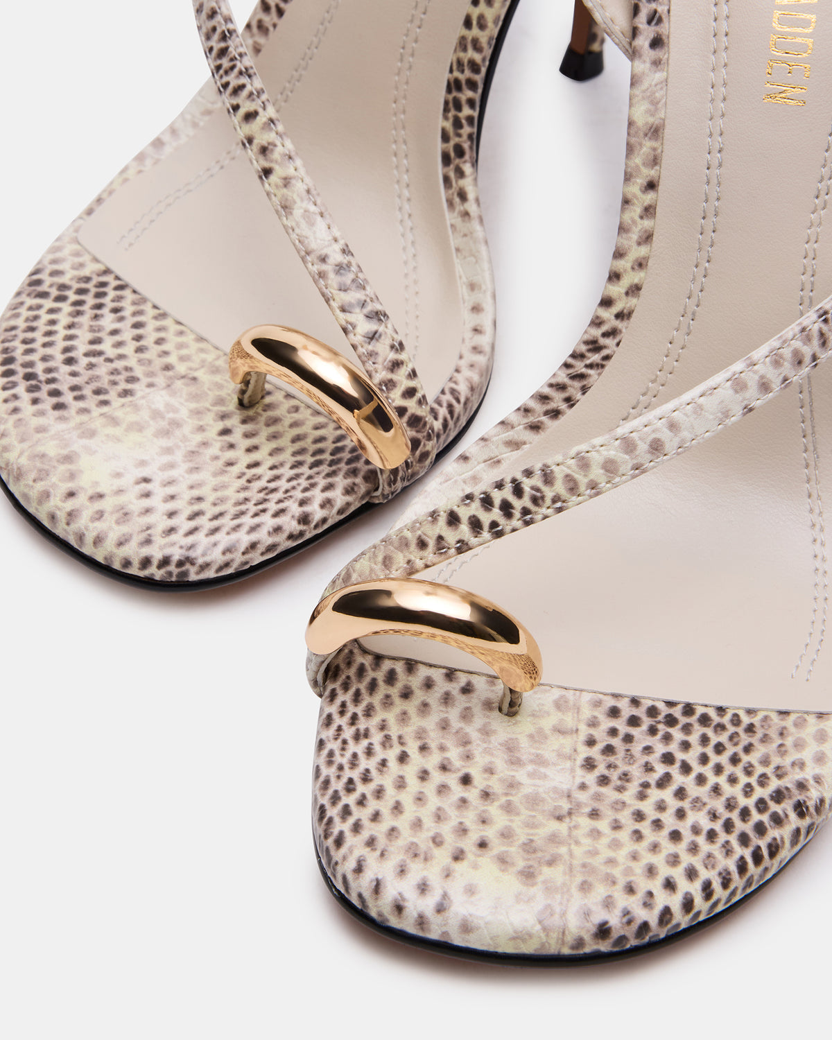 TIA Beige Snake Open-Toe Stiletto Women's Heel | Steve Madden