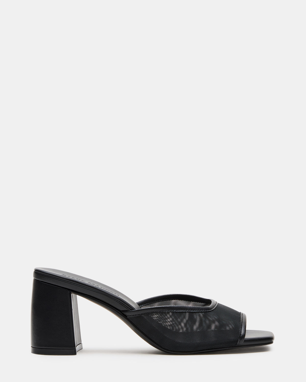MADAME Black Square-Toe Mesh Mule Women's Heel | Steve Madden