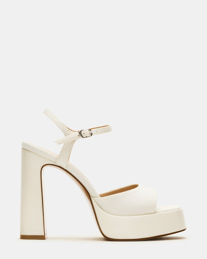 LINADRA Ivory Satin Women's Platform Square-Toe Strappy Heel | Steve Madden