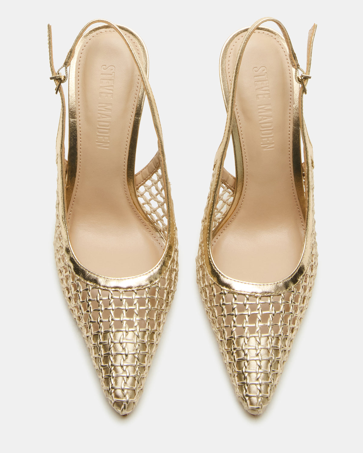 REYES Woven Gold Slingback Stiletto Pointed-Toe Pump Women's Heel | Steve Madden