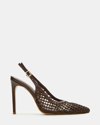 REYES Woven Brown Slingback Stiletto Pointed-Toe Pump Women's Heel | Steve Madden