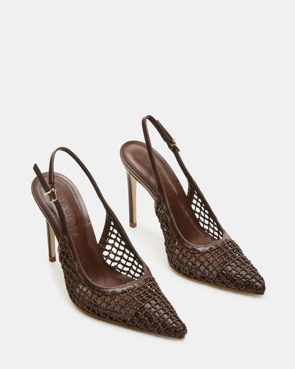REYES Woven Brown Slingback Stiletto Pointed-Toe Pump Women's Heel | Steve Madden