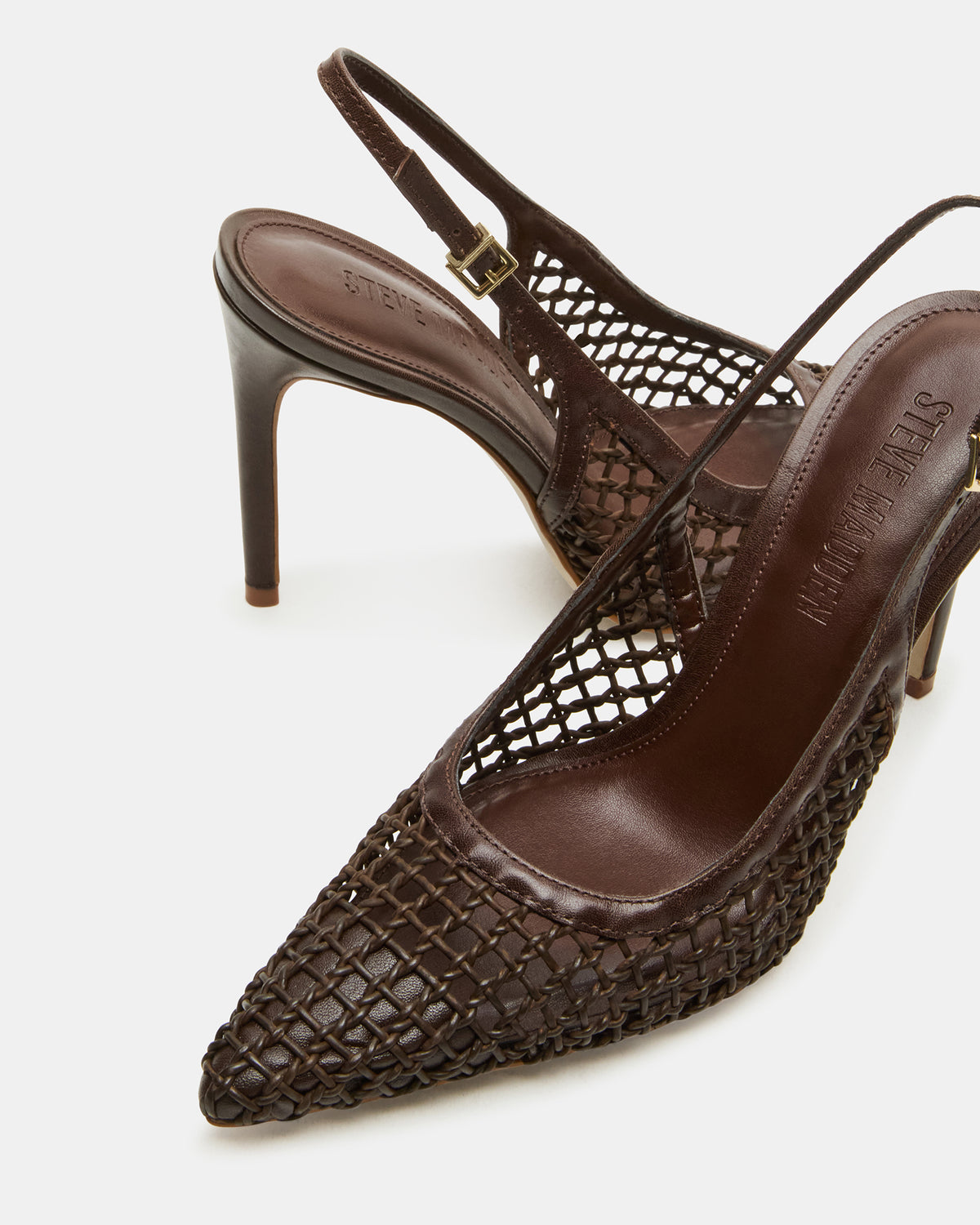 REYES Woven Brown Slingback Stiletto Pointed-Toe Pump Women's Heel | Steve Madden