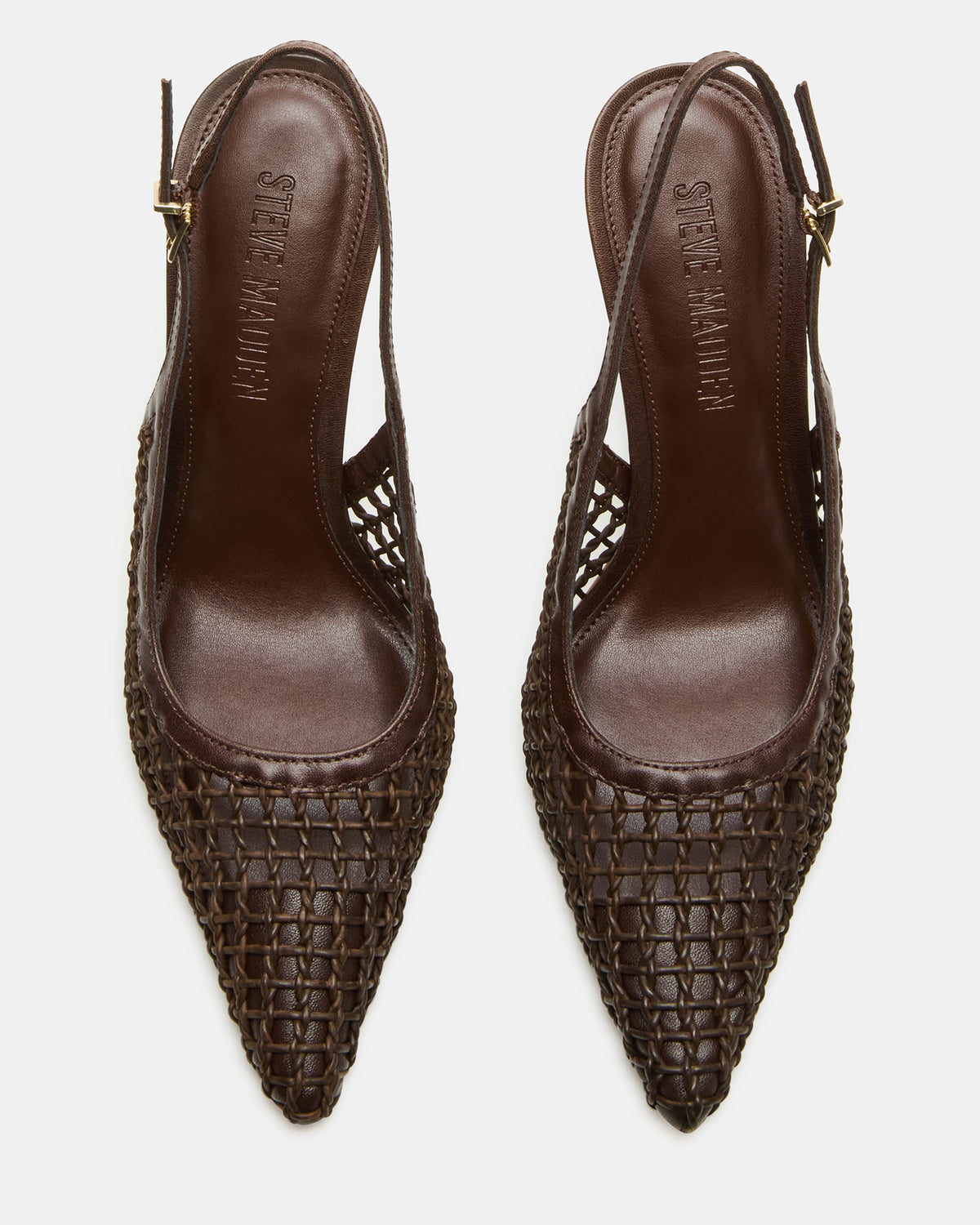 REYES Woven Brown Slingback Stiletto Pointed-Toe Pump Women's Heel | Steve Madden