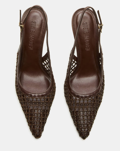 REYES Woven Brown Slingback Stiletto Pointed-Toe Pump Women's Heel | Steve Madden