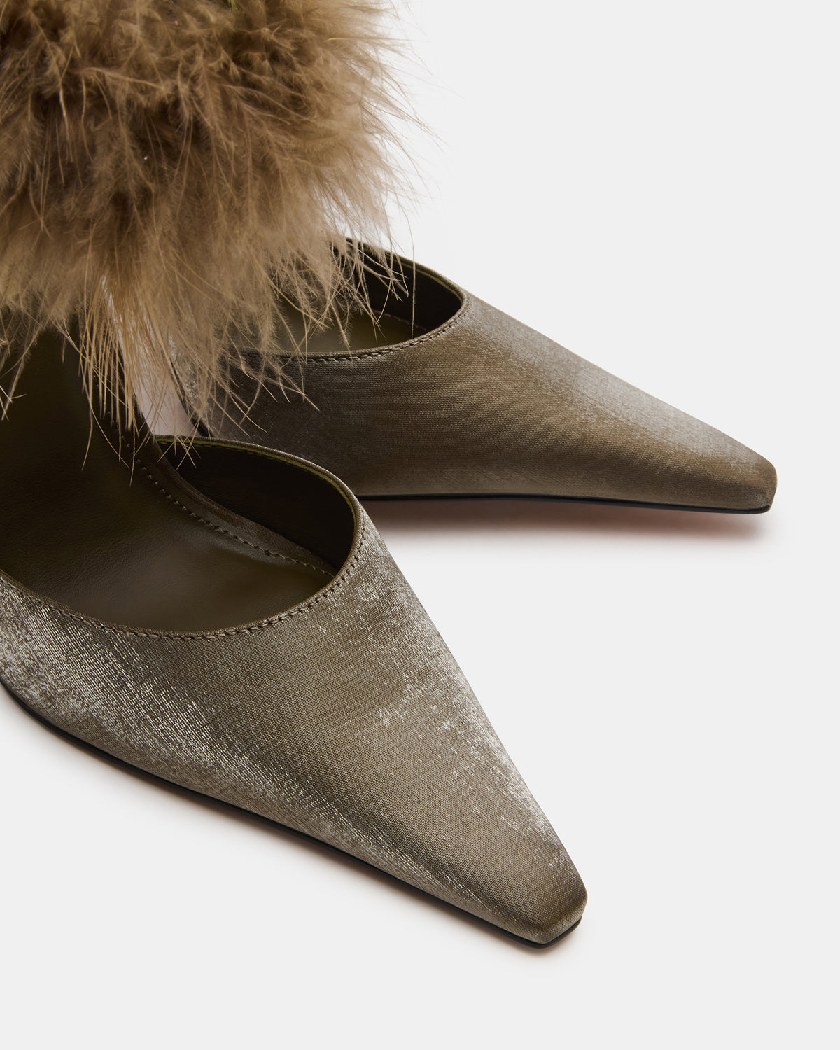 ELUSIVE Olive Satin Pointed-Toe Stiletto Pump Women's Heel | Steve Madden