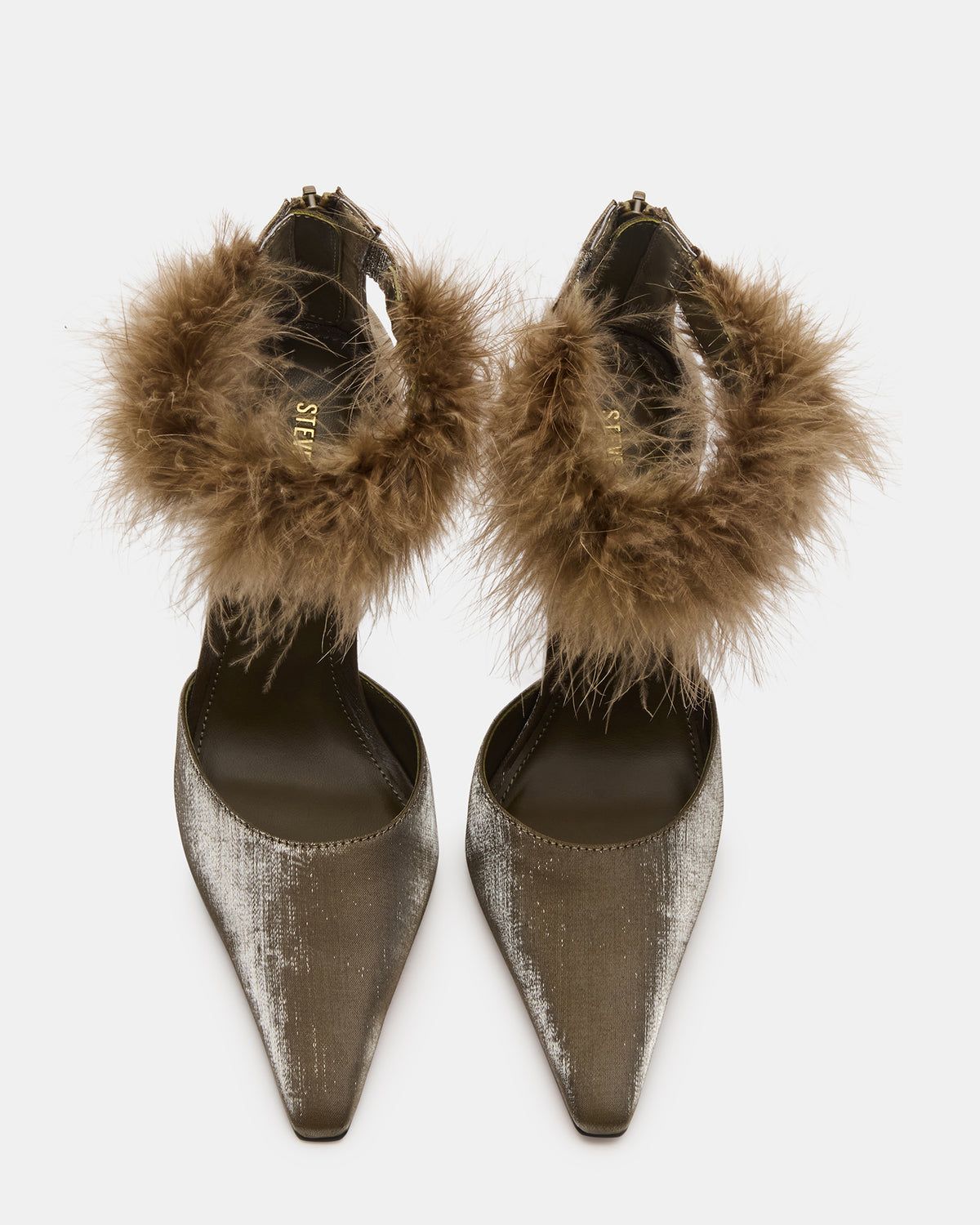 ELUSIVE Olive Satin Pointed-Toe Stiletto Pump Women's Heel | Steve Madden