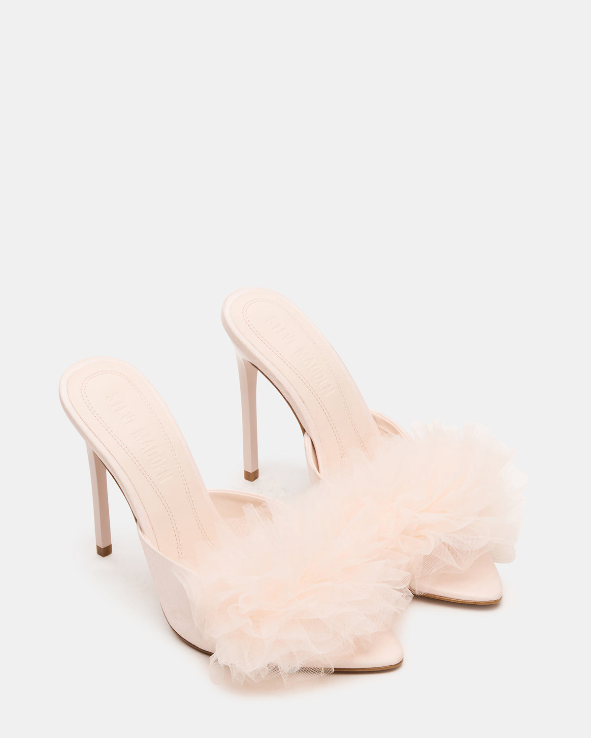 AFFINITY Tulle Light Pink Pointed-Toe Stiletto Mule Women's Heel | Steve Madden