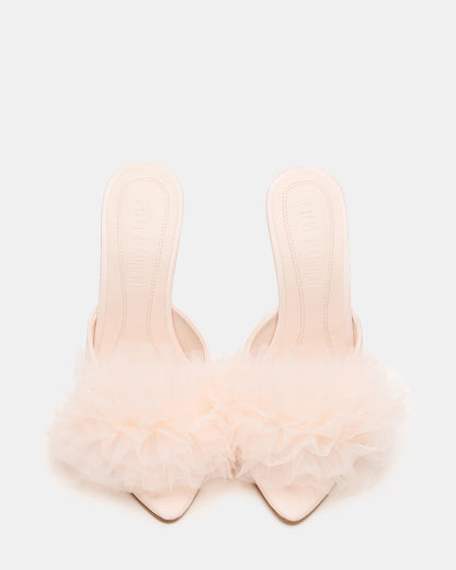 AFFINITY Tulle Light Pink Pointed-Toe Stiletto Mule Women's Heel | Steve Madden