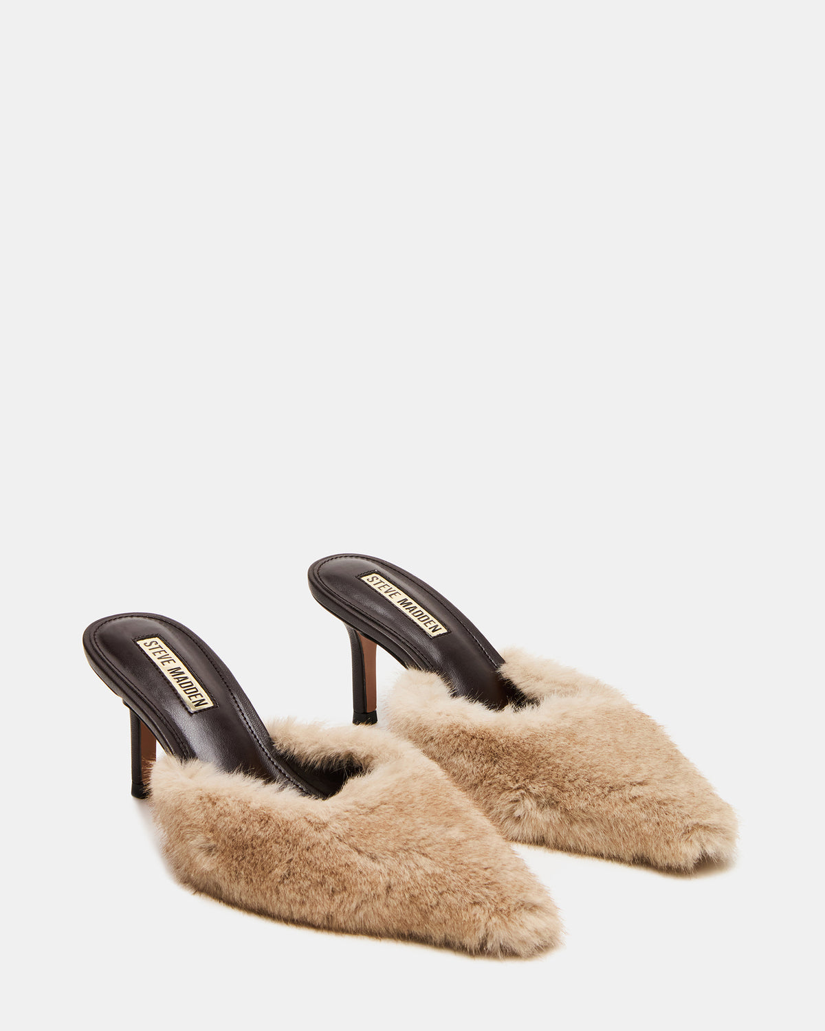 ALEXI Faux Fur Tan Pointed-Toe Mule Women's Heel | Steve Madden
