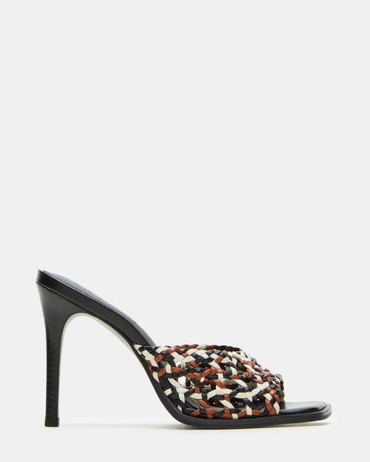 TIKKI Brown Multi Square-Toe Mule Stiletto Women's Heel | Steve Madden
