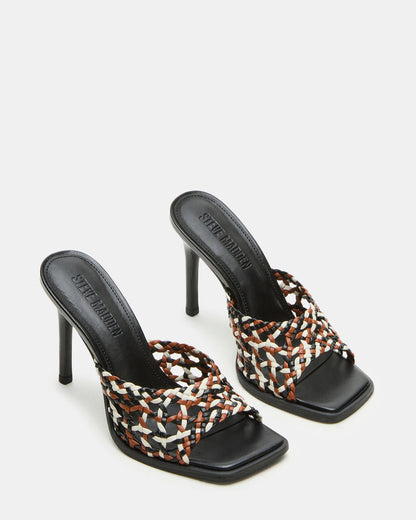 TIKKI Brown Multi Square-Toe Mule Stiletto Women's Heel | Steve Madden