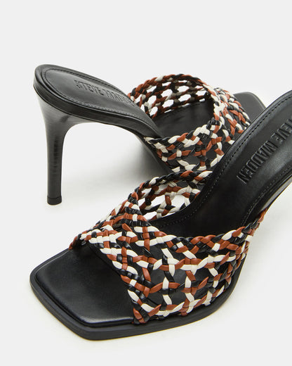 TIKKI Brown Multi Square-Toe Mule Stiletto Women's Heel | Steve Madden